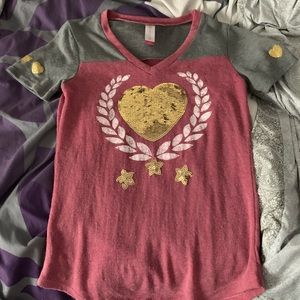 sequin heart v-neck top